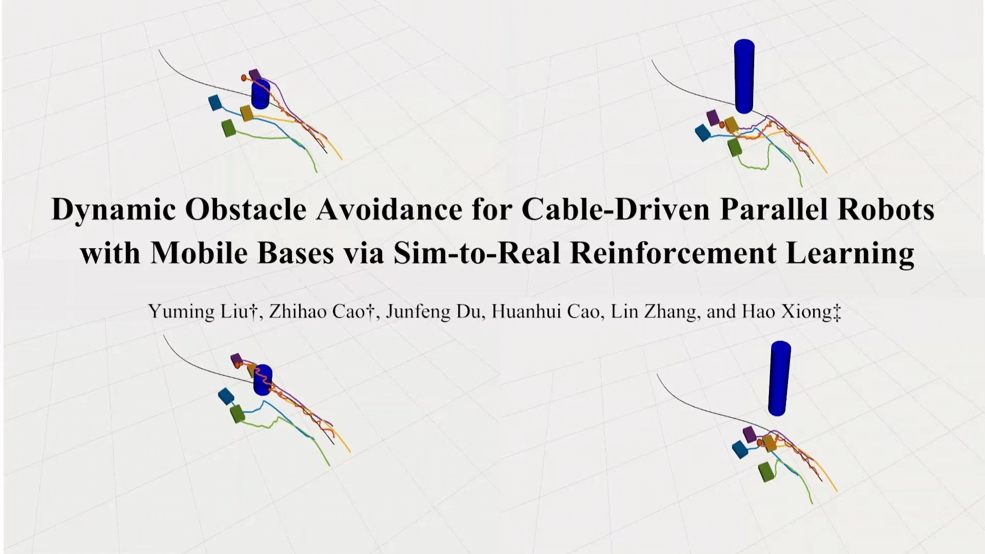 Dynamic obstacle avoidance for cable-driven parallel robots with mobile bases via sim-to-real reinforcement learning